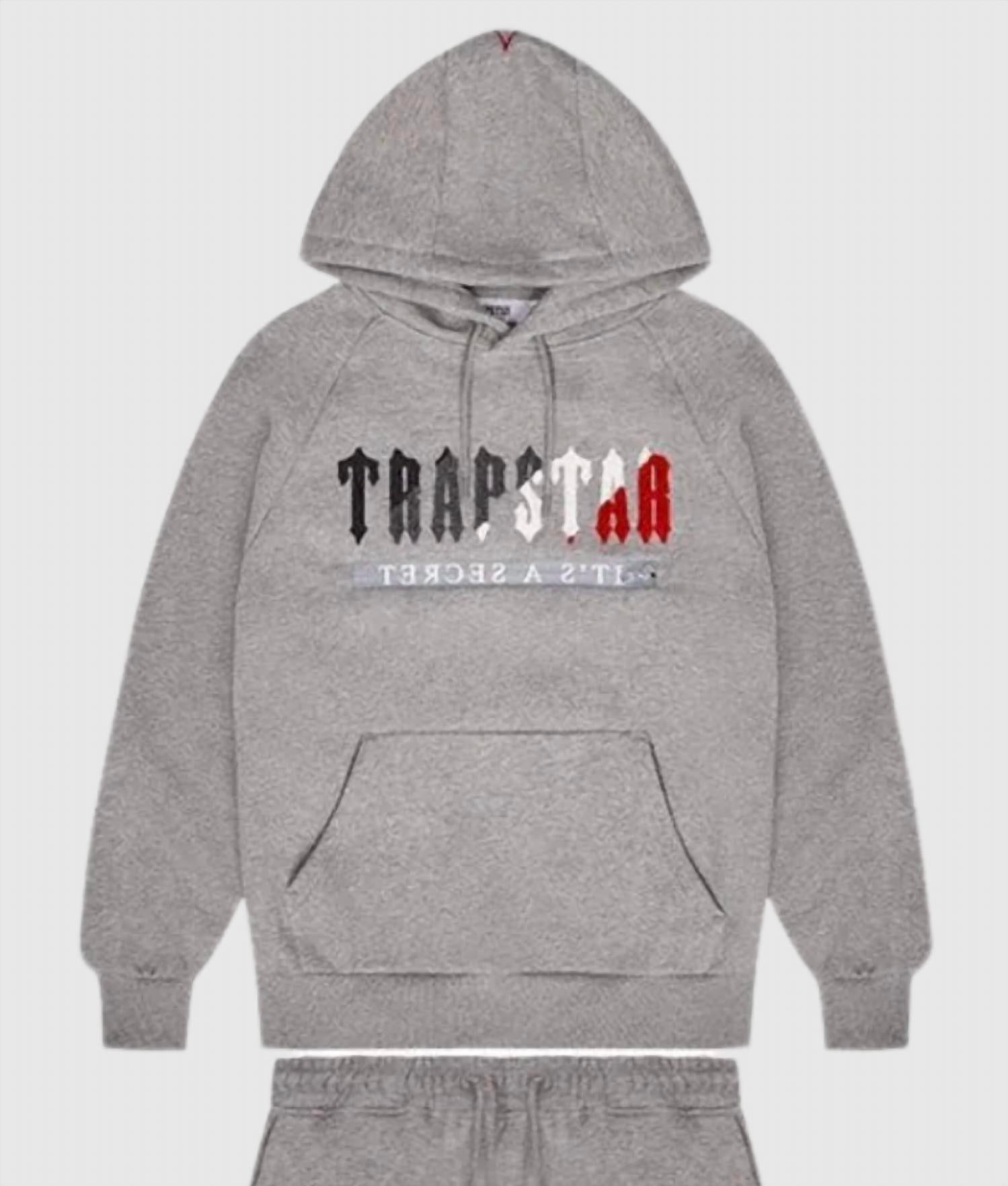 Trapstar Men’s Decoded Logo Chenille Tracksuit in grey red - men's item - detail view