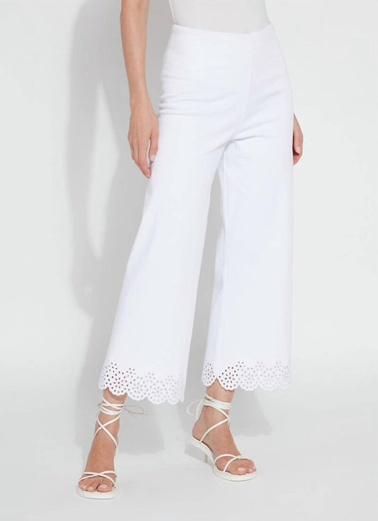 Lysse - Cropped Embroidered Eyelet Wide Leg Pants