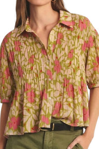 Velvet By Graham & Spencer - Half Sleeve Button Top