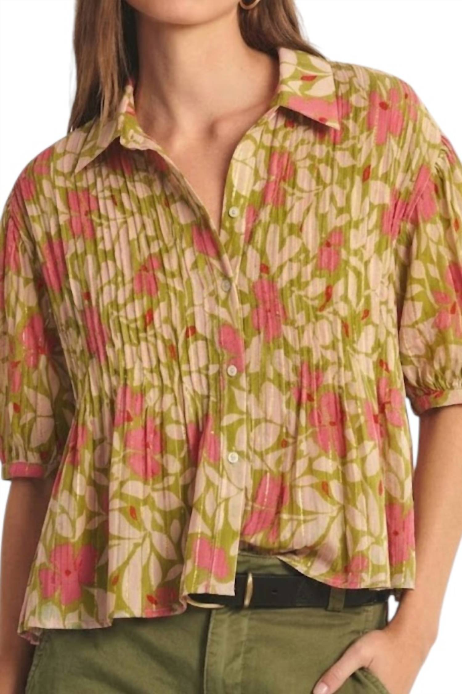 Velvet By Graham & Spencer - Half Sleeve Button Top