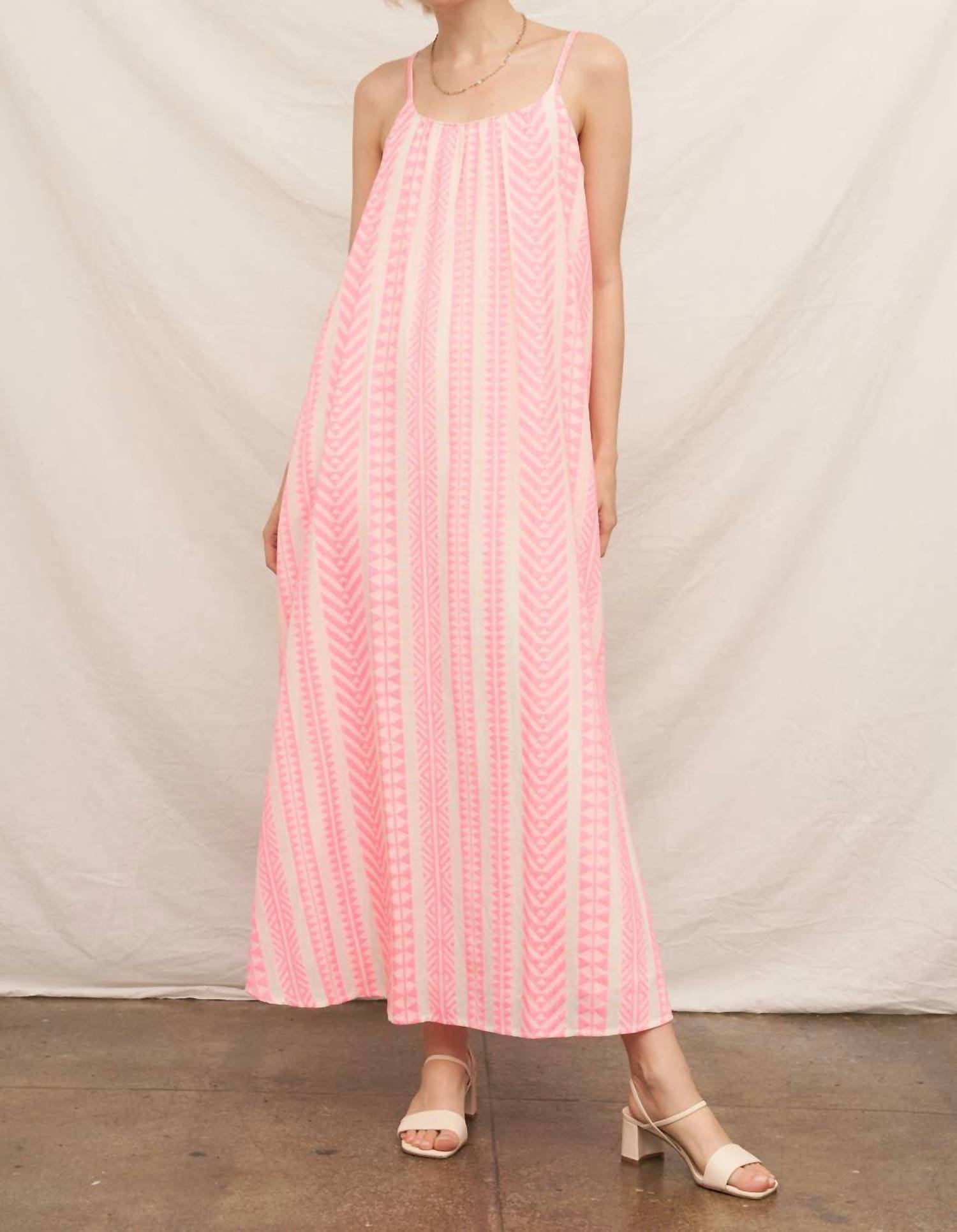En Creme - Neon Embroidered Cami Maxi Dress