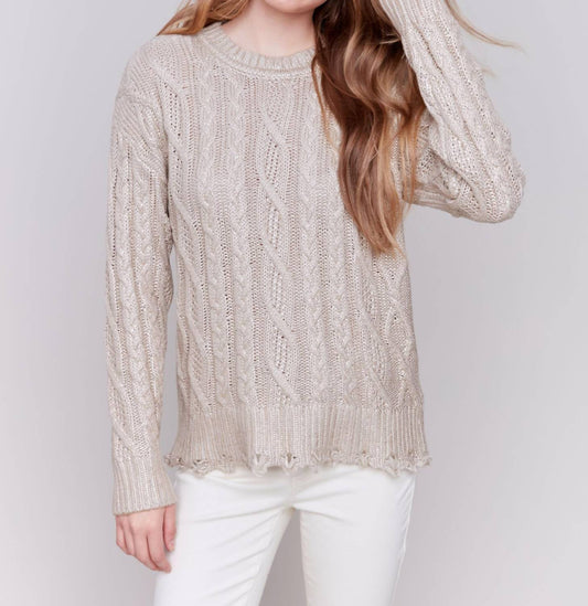 Charlie B - Foiled Cable Knit Sweater