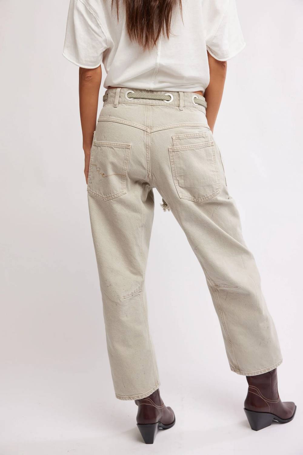 Free People - Moxie Low Slung Pull On Barrel Jeans