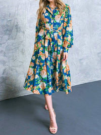 Flying Tomato - Printed Woven Midi Shirt Dress