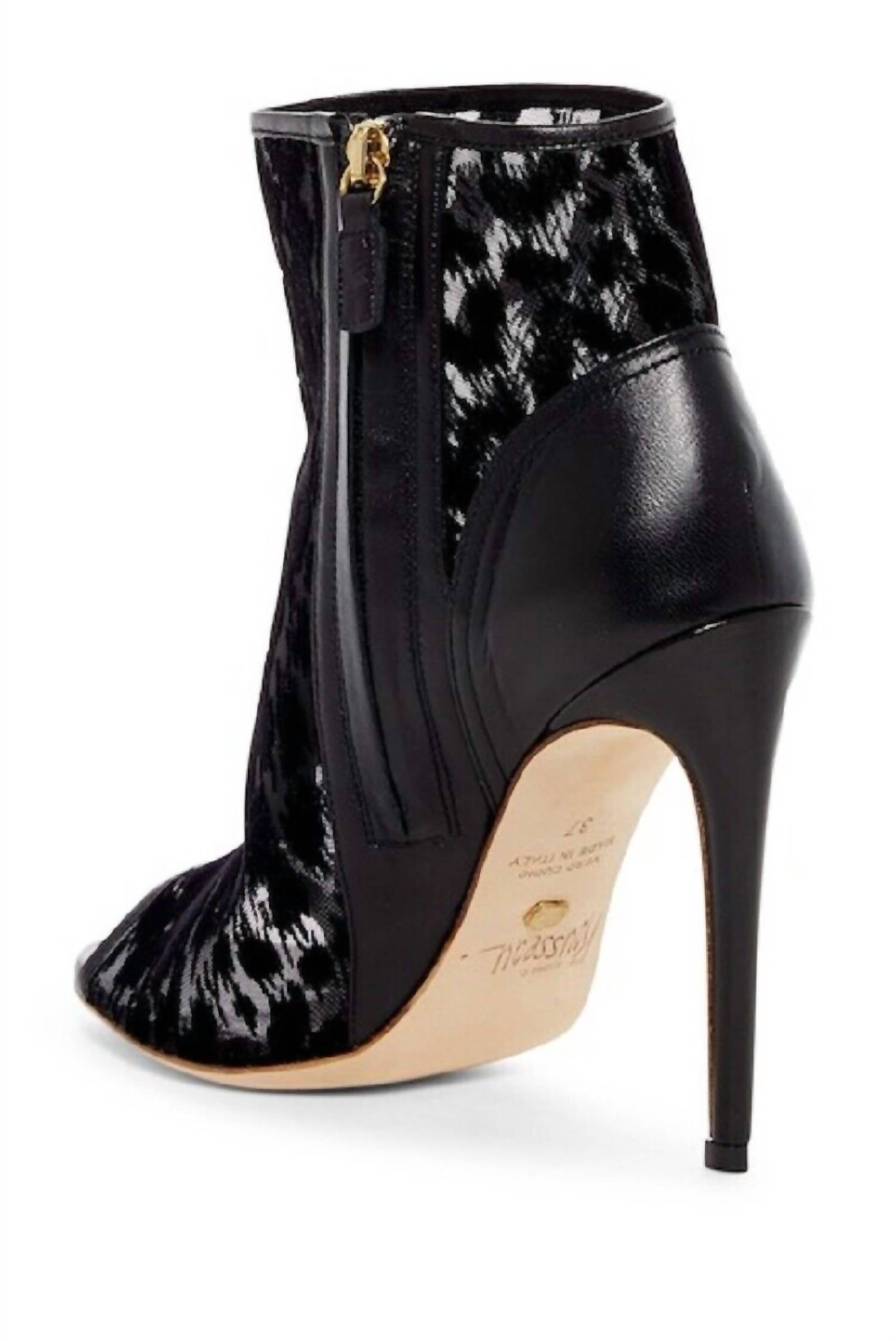 Jerome C. Rousseau - Women's Juda Leopard Burnout Mesh Ankle Peep Toe Booties