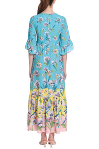 London Times - 3/4 Sleeve Floral Print Maxi Dress