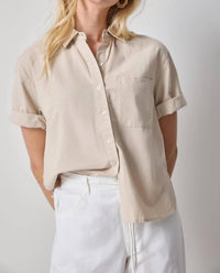 Lilla P - Linen Blend Boyfriend Button Down Shirt