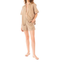 Kiby's Lena Button Down Top in beige - women's t-shirt