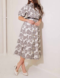 FLYING TOMATO Heritage Bloom Midi Dress in natural - women's dress - view 4