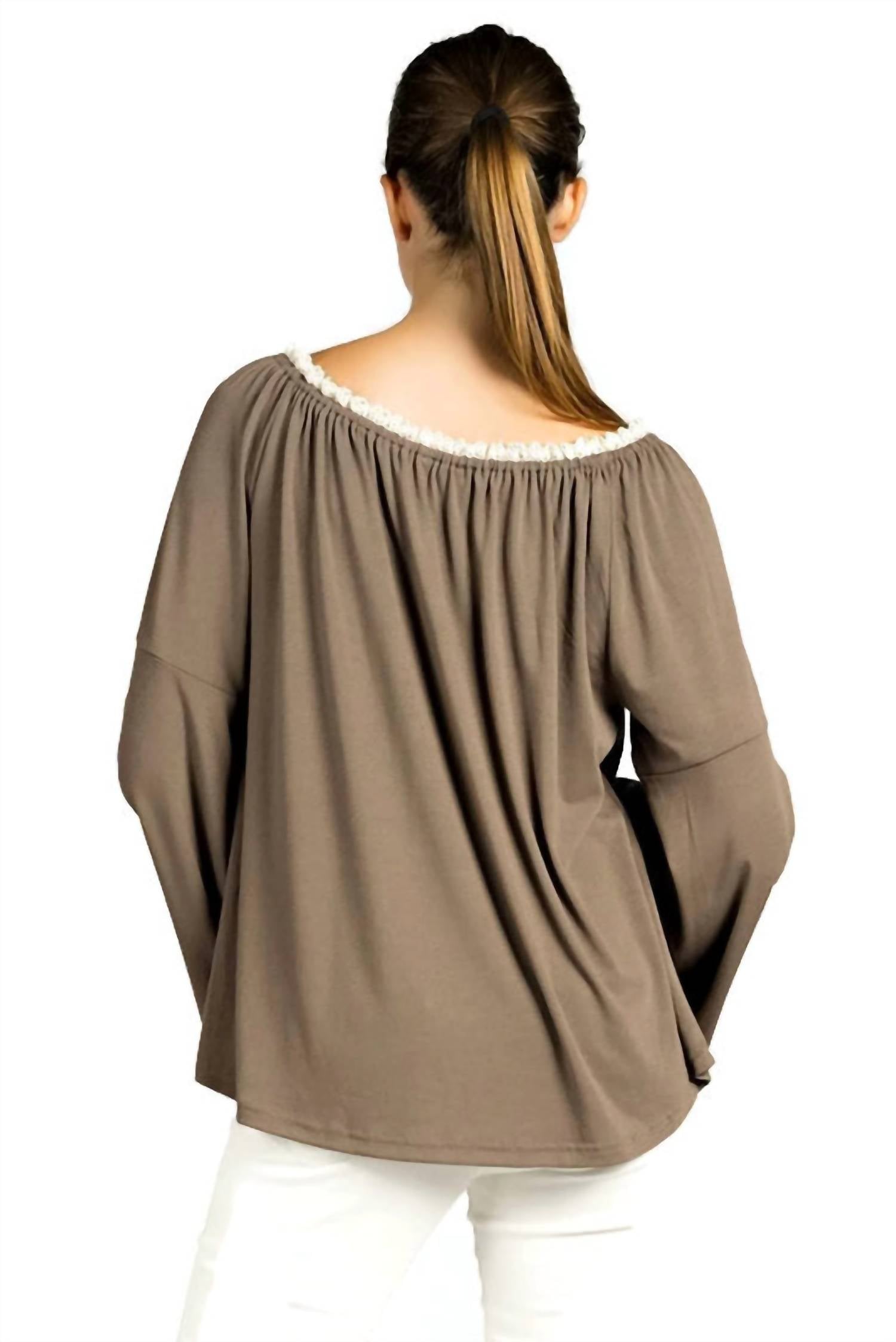 Kori - Embroidered Bell Sleeve Knit Top
