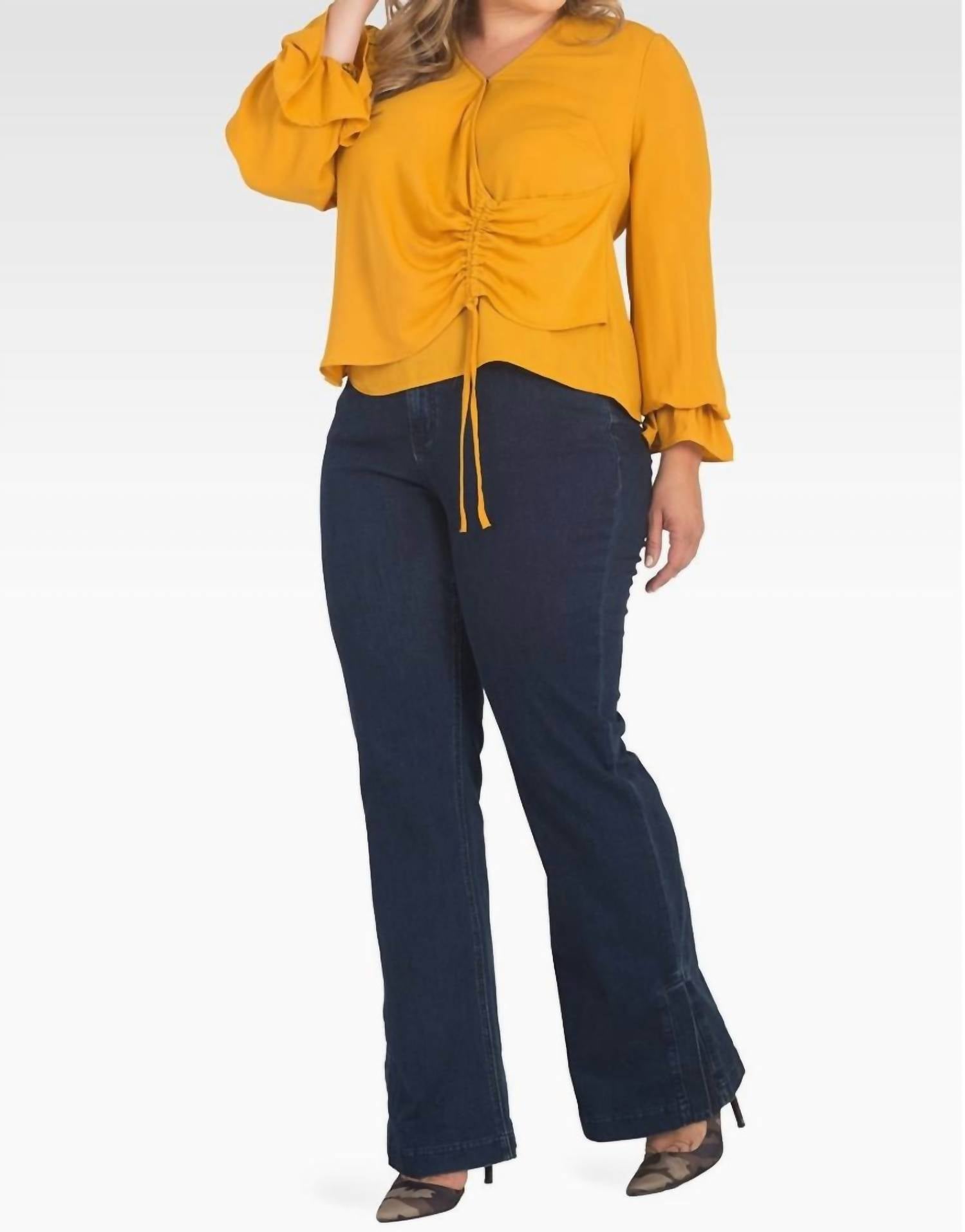 Standards & Practices - Long Sleeve Curvy Fit Surplice Wrap Blouse - Plus Size