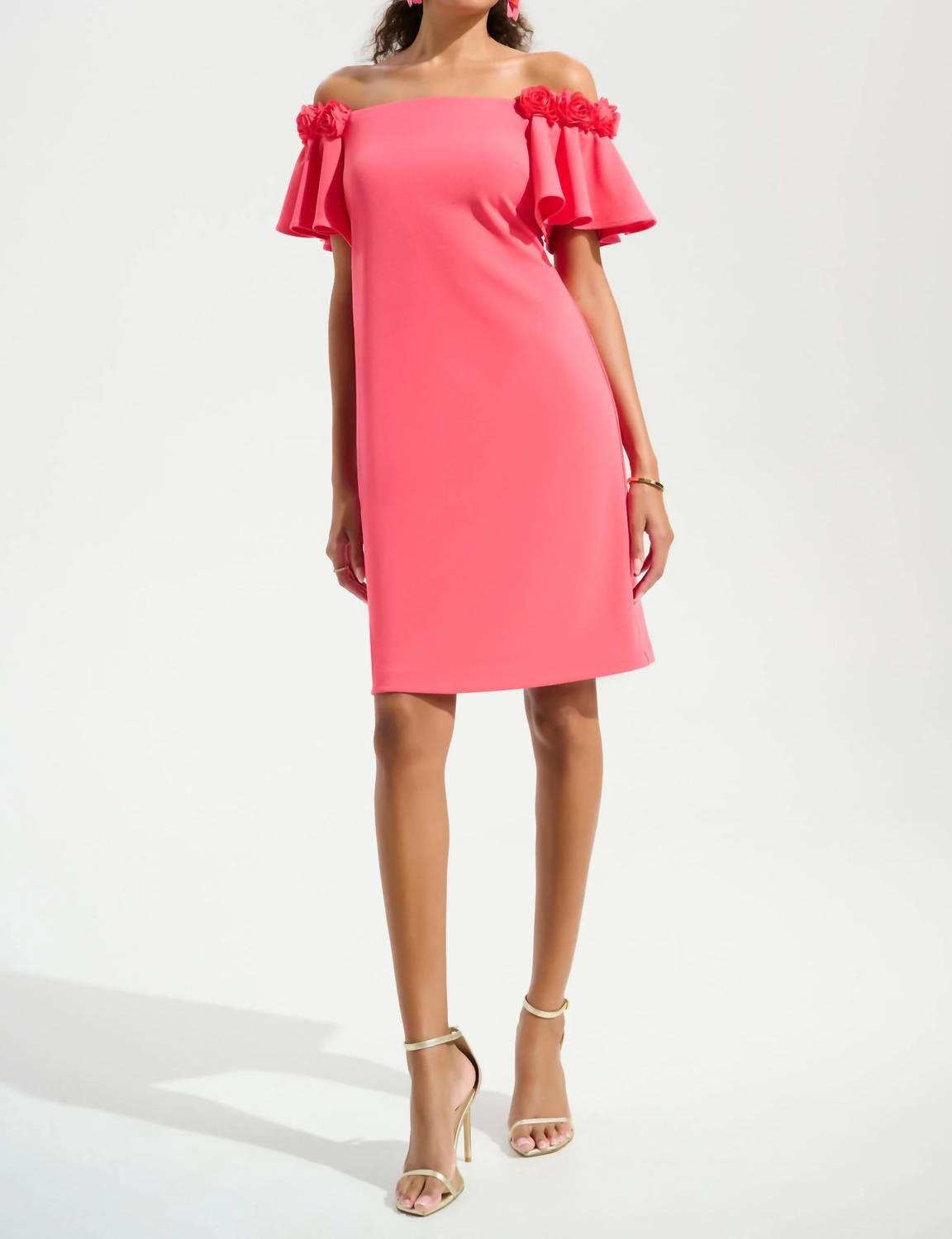 Joseph Ribkoff - Rosette Off-shoulder A-line Dress