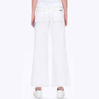 Bayeas Jeremy Mid Rise Two Tones Wide Leg Jean in cream - women's jeans - detail view