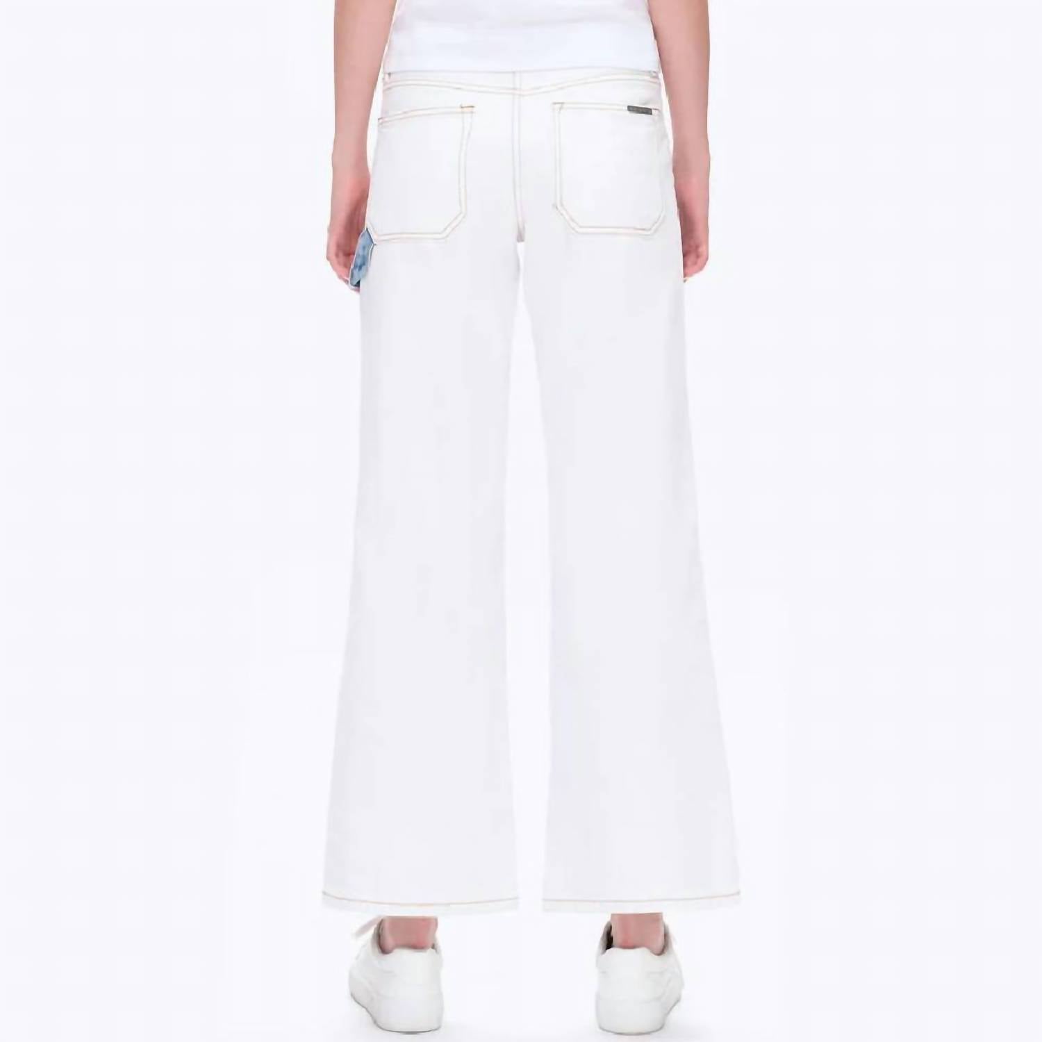 Bayeas Jeremy Mid Rise Two Tones Wide Leg Jean in cream - women's jeans - detail view