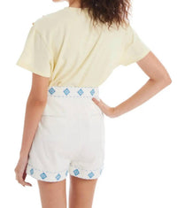 ALLISON NEW YORK Brooklyn Short Sleeve Tee in butter - women's t-shirt - detail view