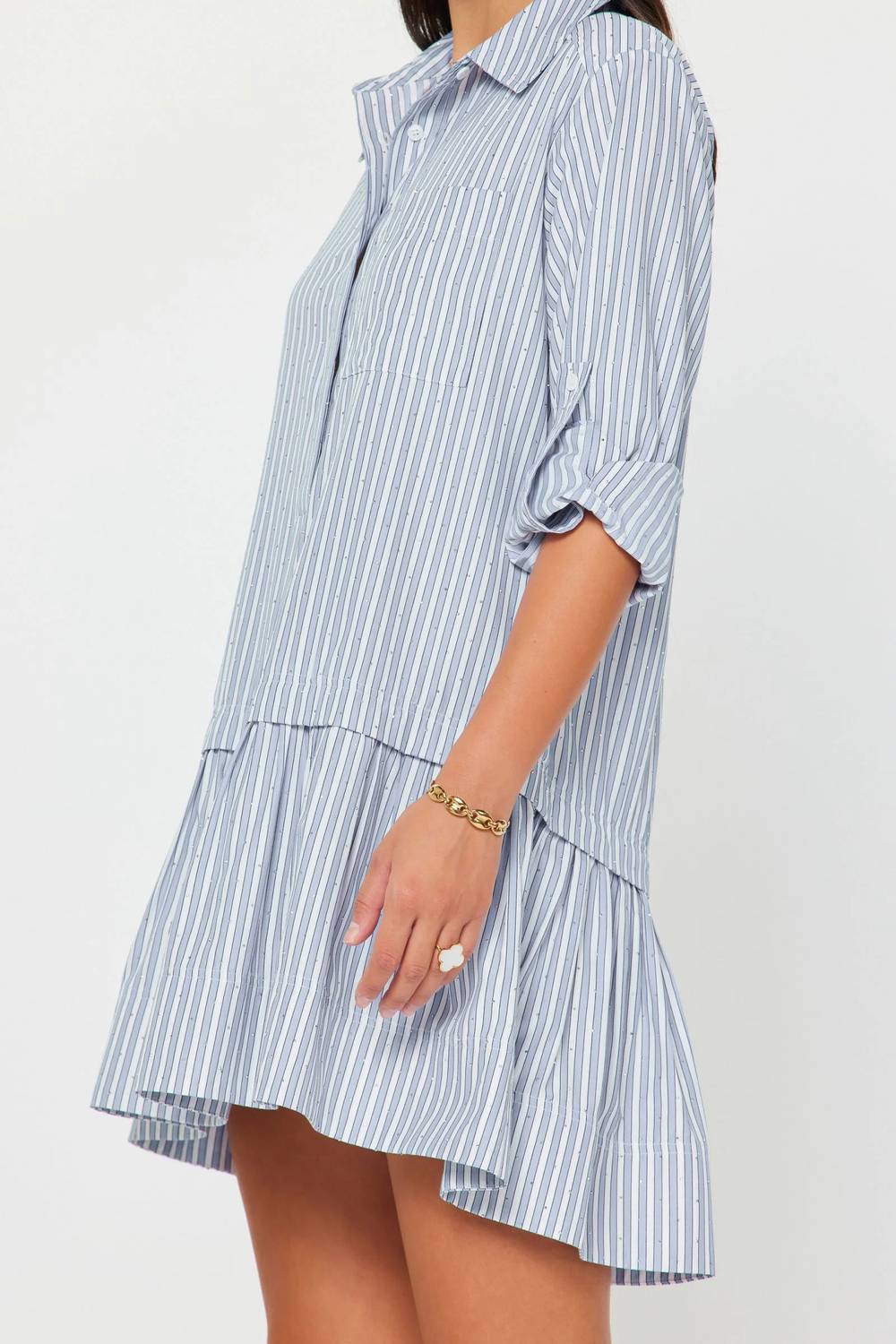 Current Air - Luna Striped Drop Waist Mini Dress