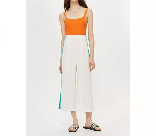 Topshop - Pleated Wide Leg Crop Pants with Side Stripes