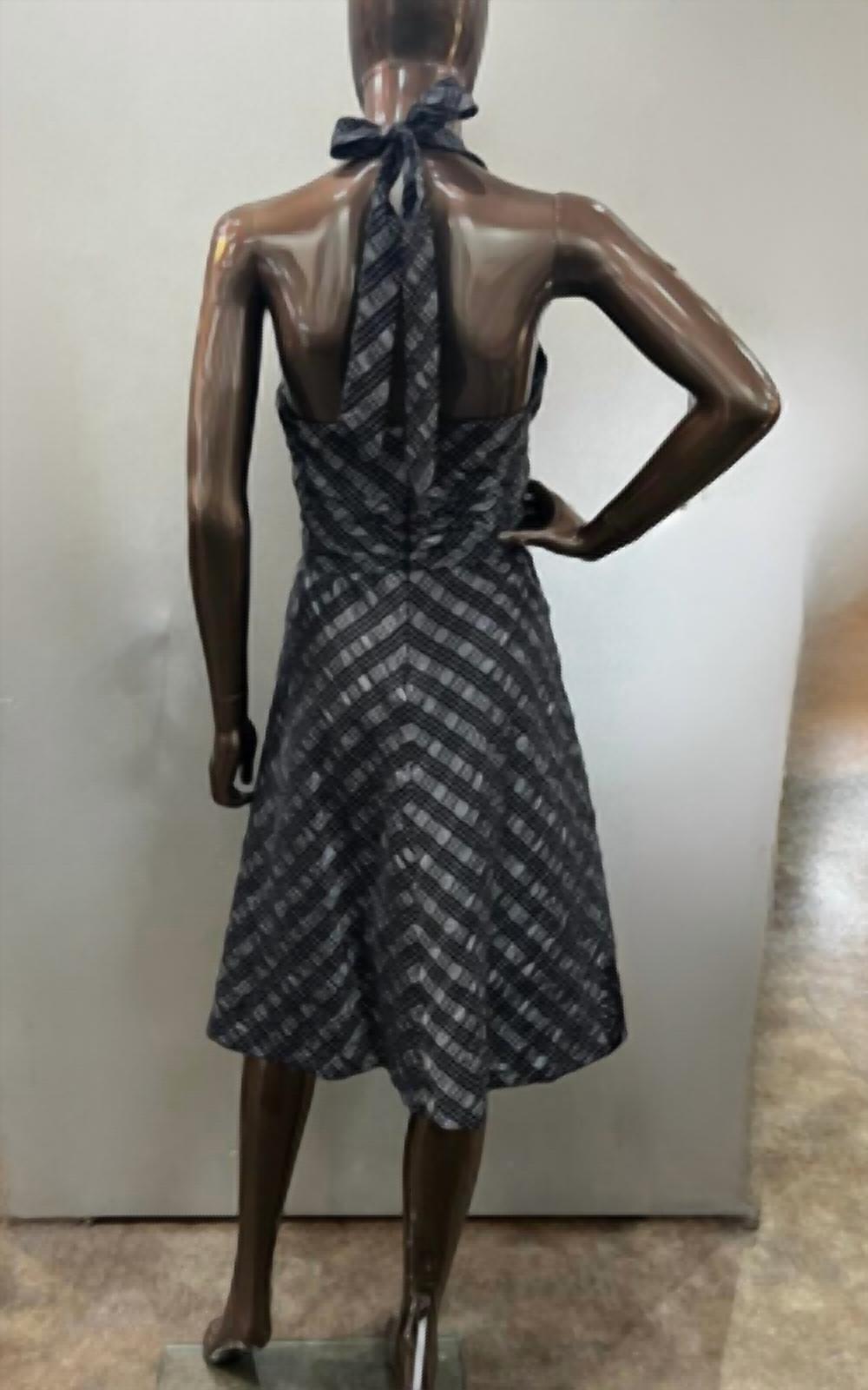 Donna Ricco - Taffeta Plaid Halter Cocktail Dress