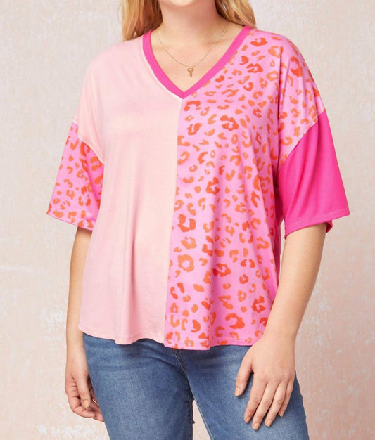 Entro - Color Block Leopard Top