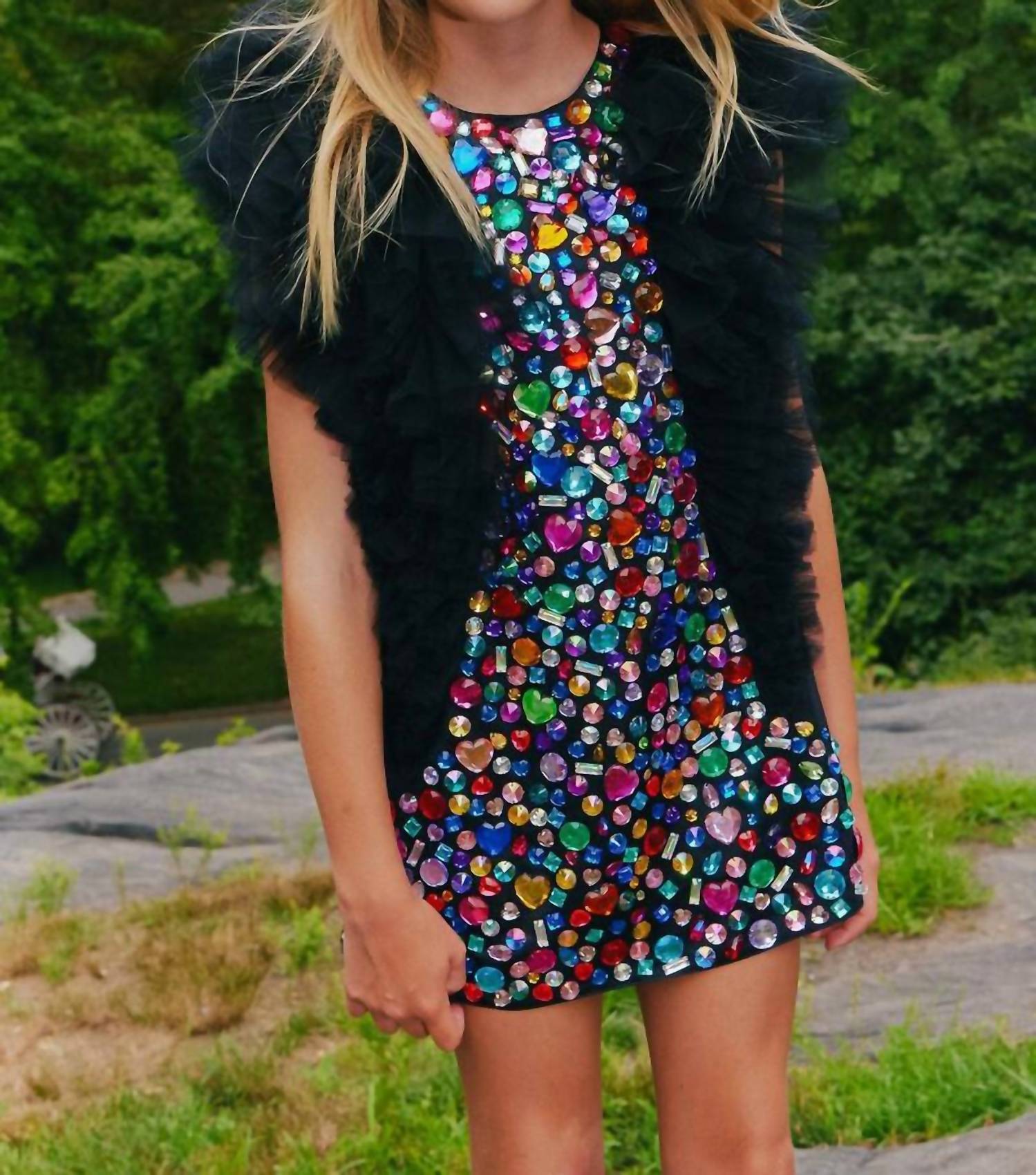 Lola + The Boys - Girl's Bejeweled Gem Dress