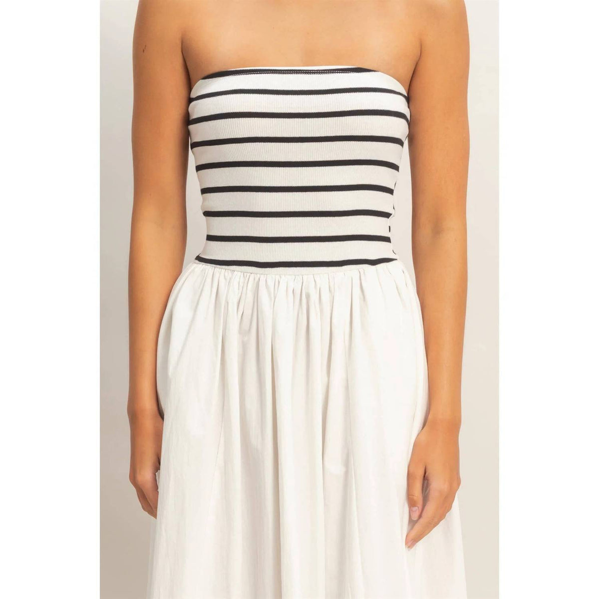 Hyfve - Striped Strapless Flowy Dress