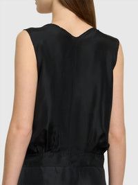 forte forte Habotai Silk Crossed Top in black - women's blouse - detail view