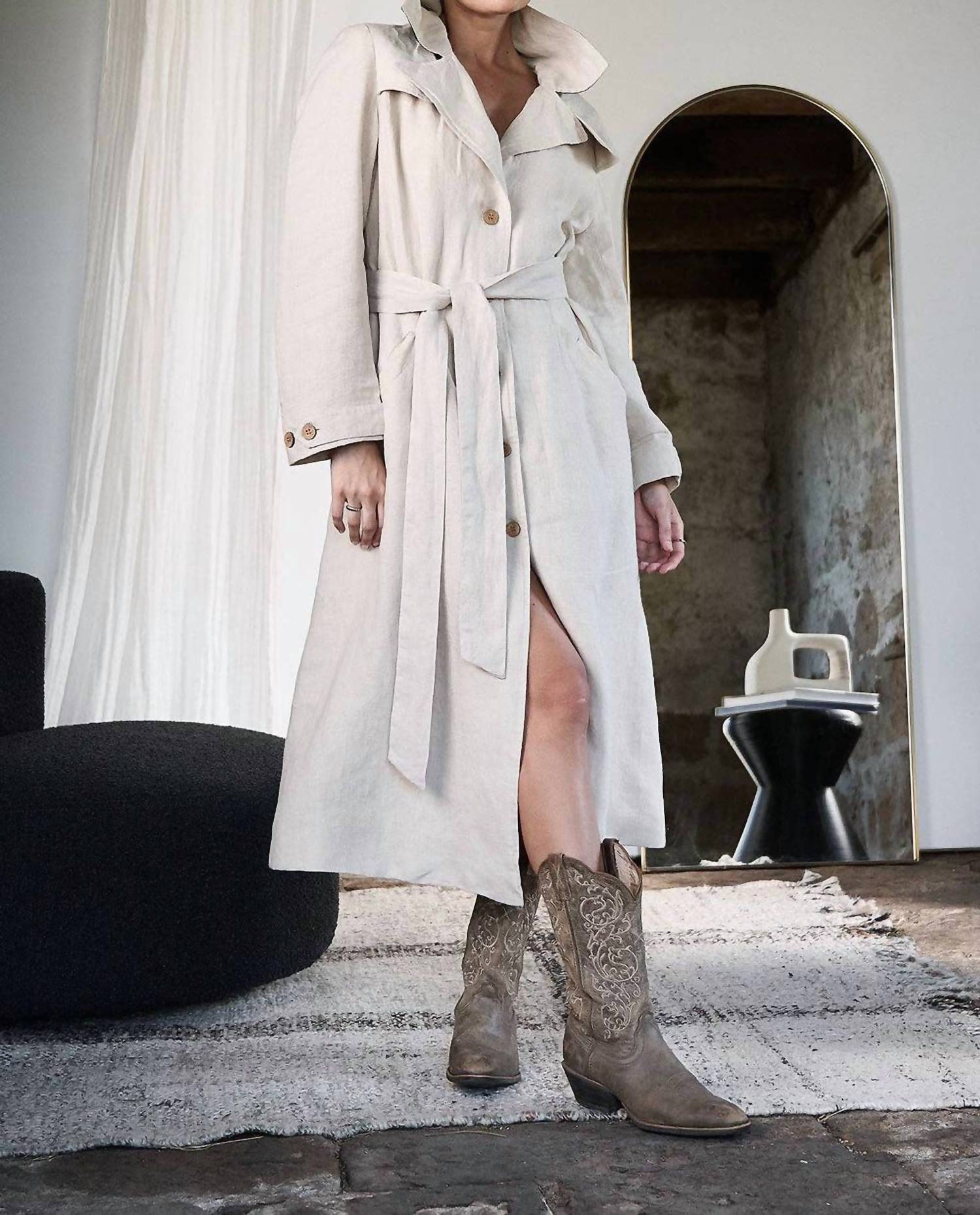 Eadie Lifestyle - Women's Linen Trench Coat