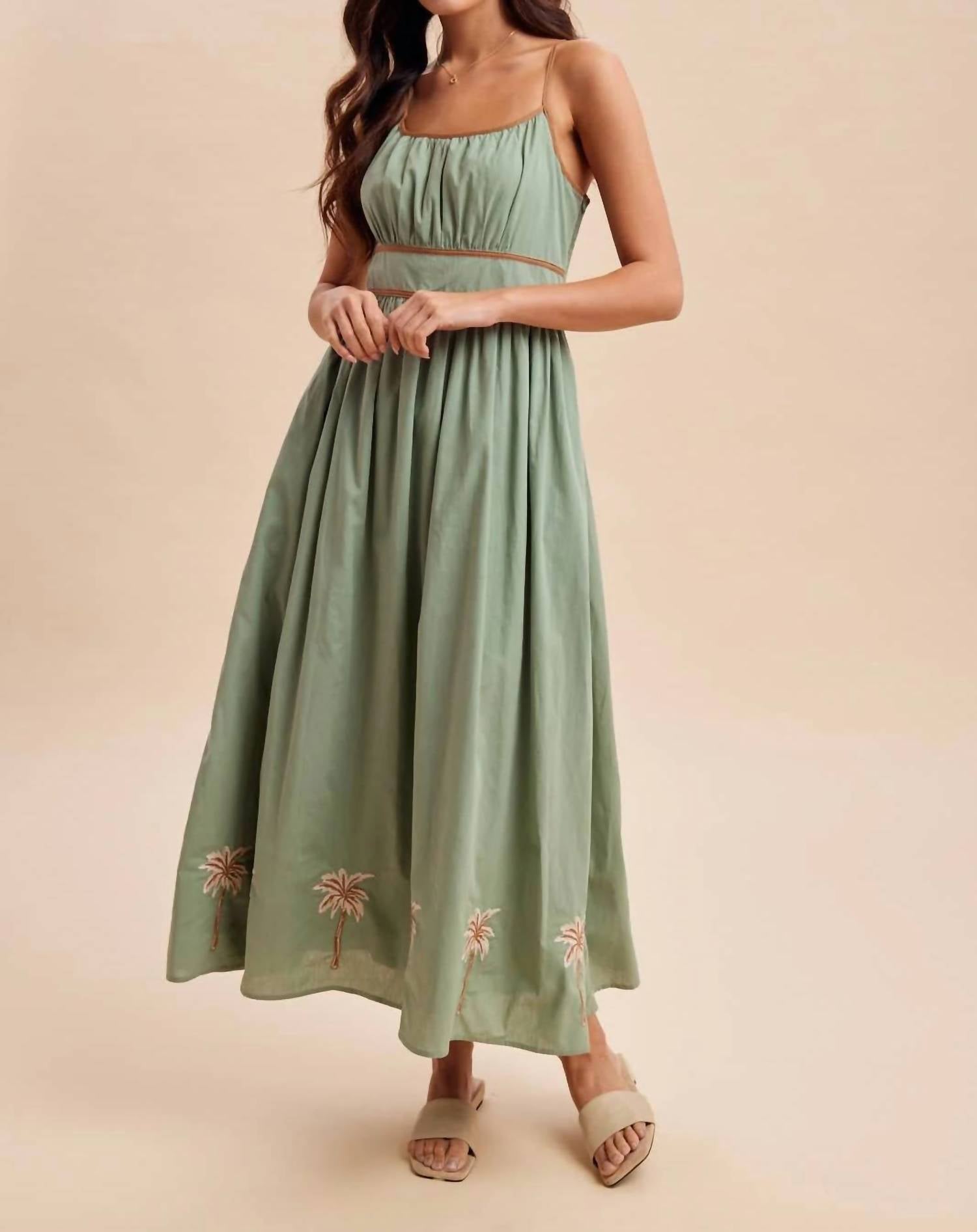 In-Loom - Embroidered Contrast Sleeveless Maxi Dress