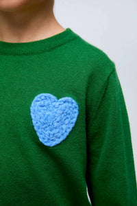 Compania Fantastica - Girl's Knitted Sweater With Heart Embroidery
