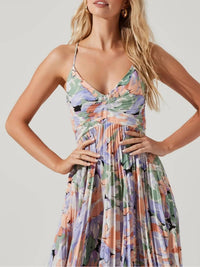 Astr - Blythe Floral Plisse Midi Dress