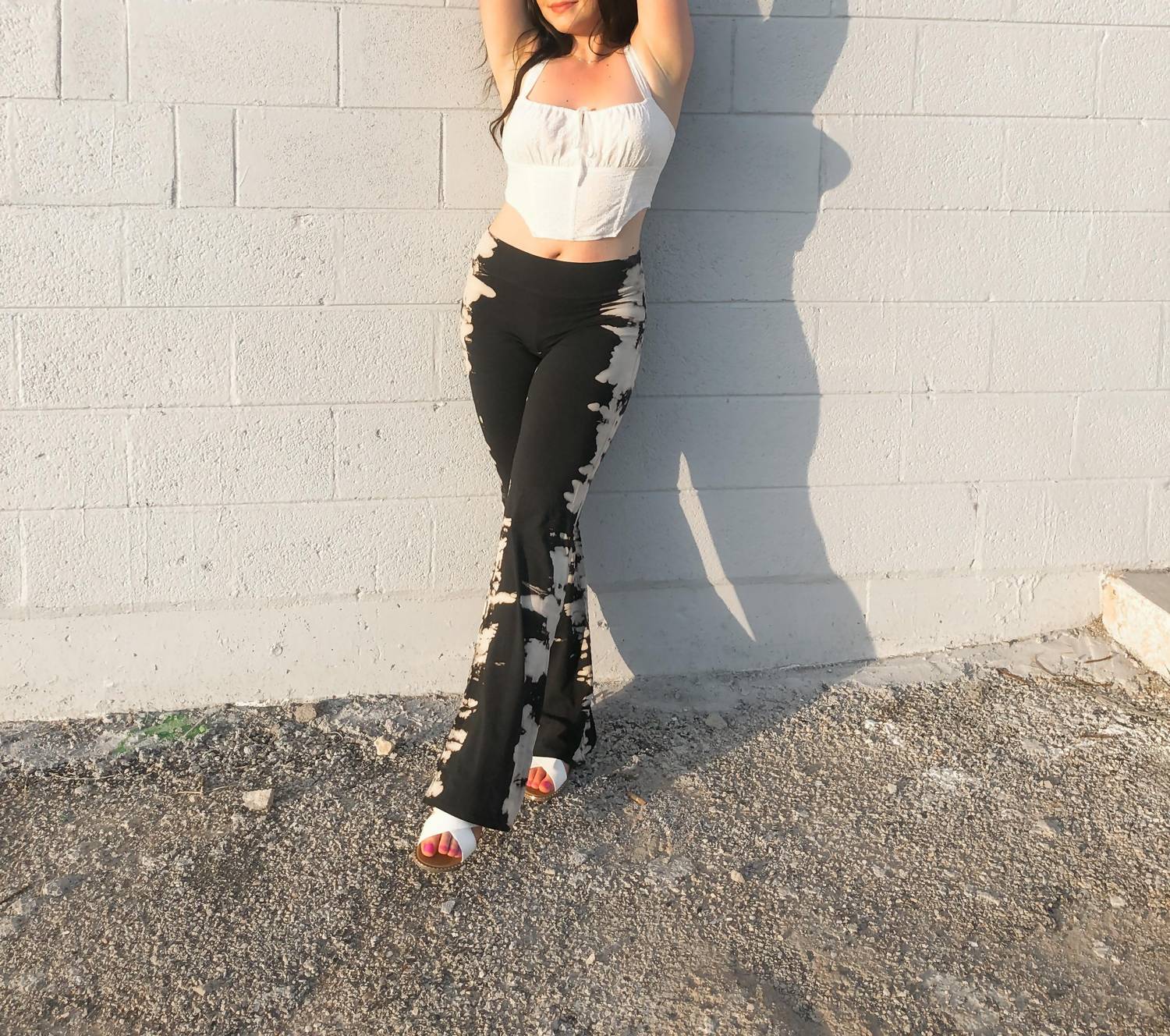 Follow Me Jade Acid Wash Pants in black - women's pants - detail view