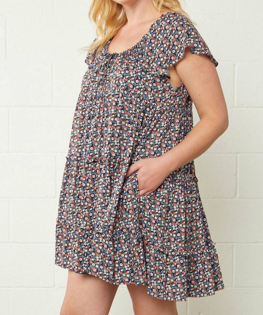 Entro - Micro Floral Tiered Dress - Plus