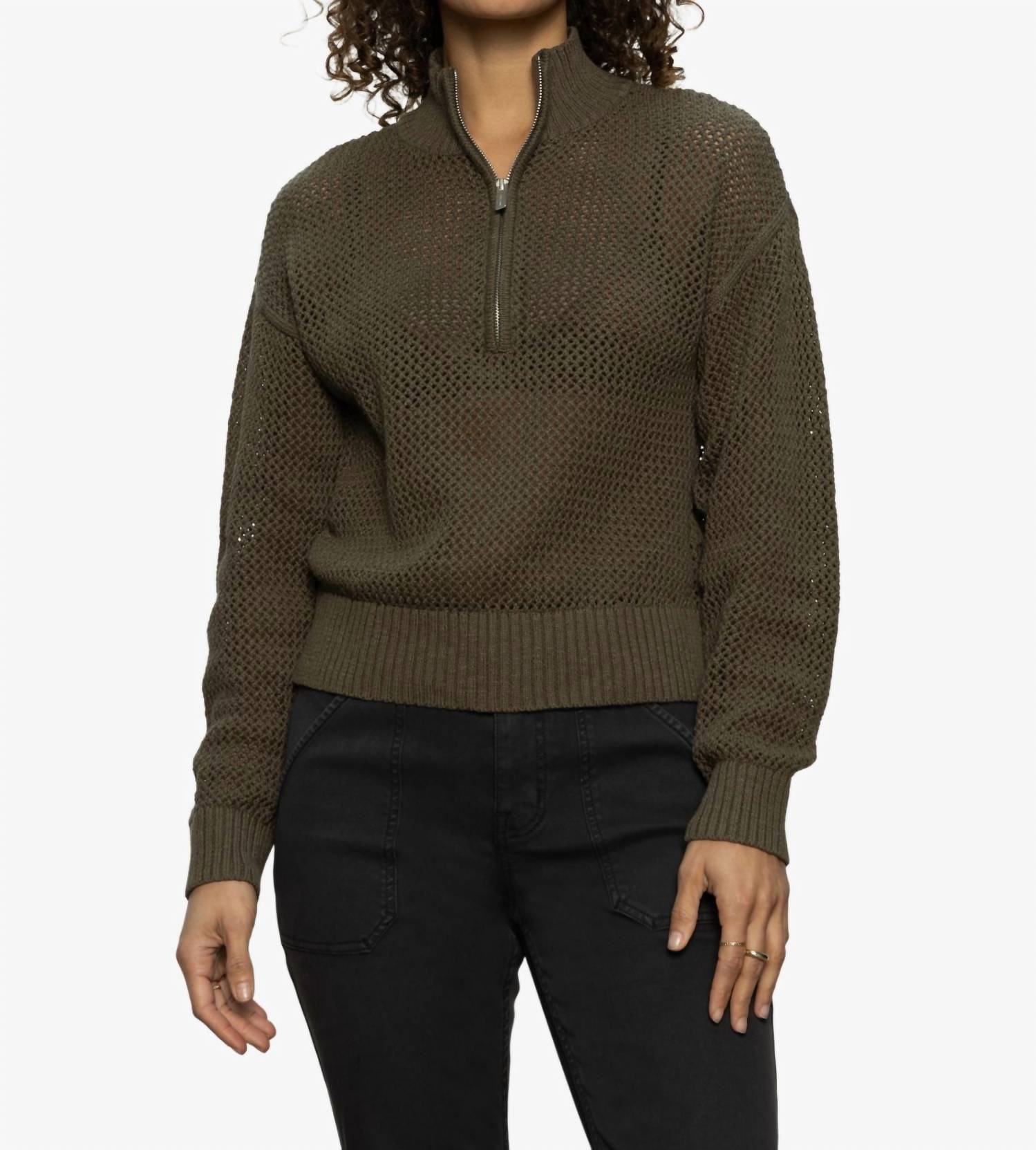 Sanctuary - Open Knit Half Zip Sweater