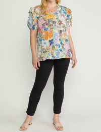 entro Floral Ruffle Sleeve Blouse in multi - women's blouse