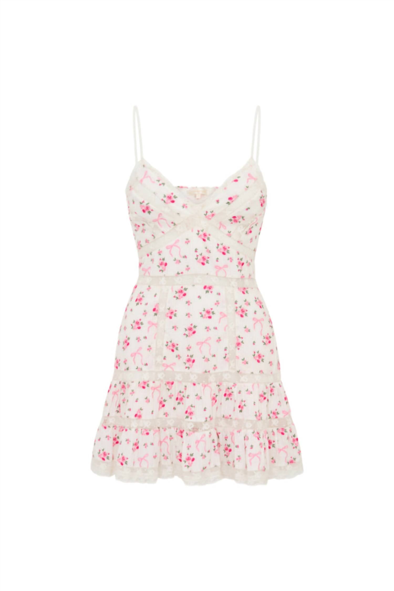 Loveshackfancy - Solbina Cotton Rose & Bow Mini Dress