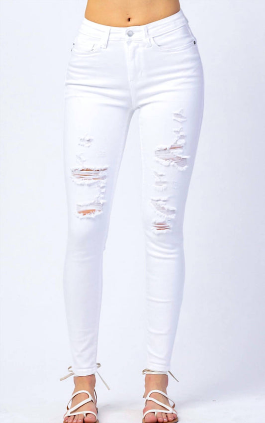 Judy Blue - Chrissy Destroyed Mid-rise Skinny Jeans