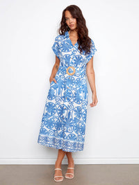 Charlie B - Print Eyelet dress with belt
