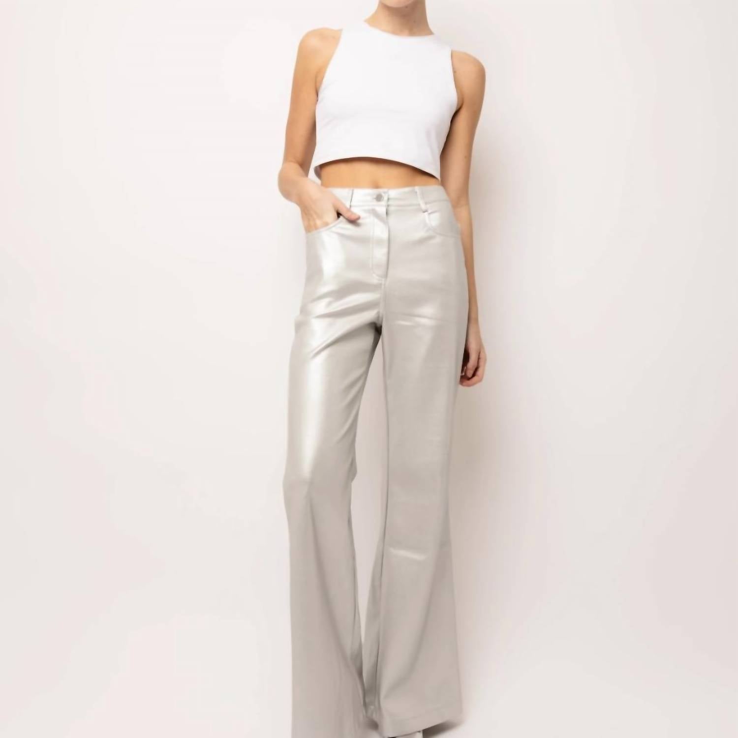 Amylynn - Lupe faux Leather Flared Wide Leg Matte Pants