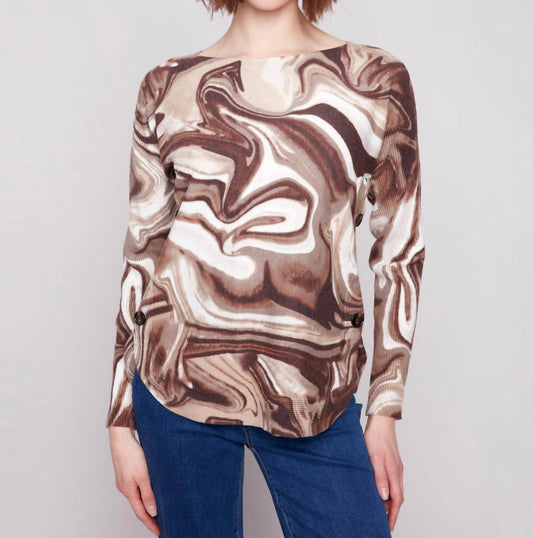 Charlie B - Boat Neck Sweater With Side Buttons