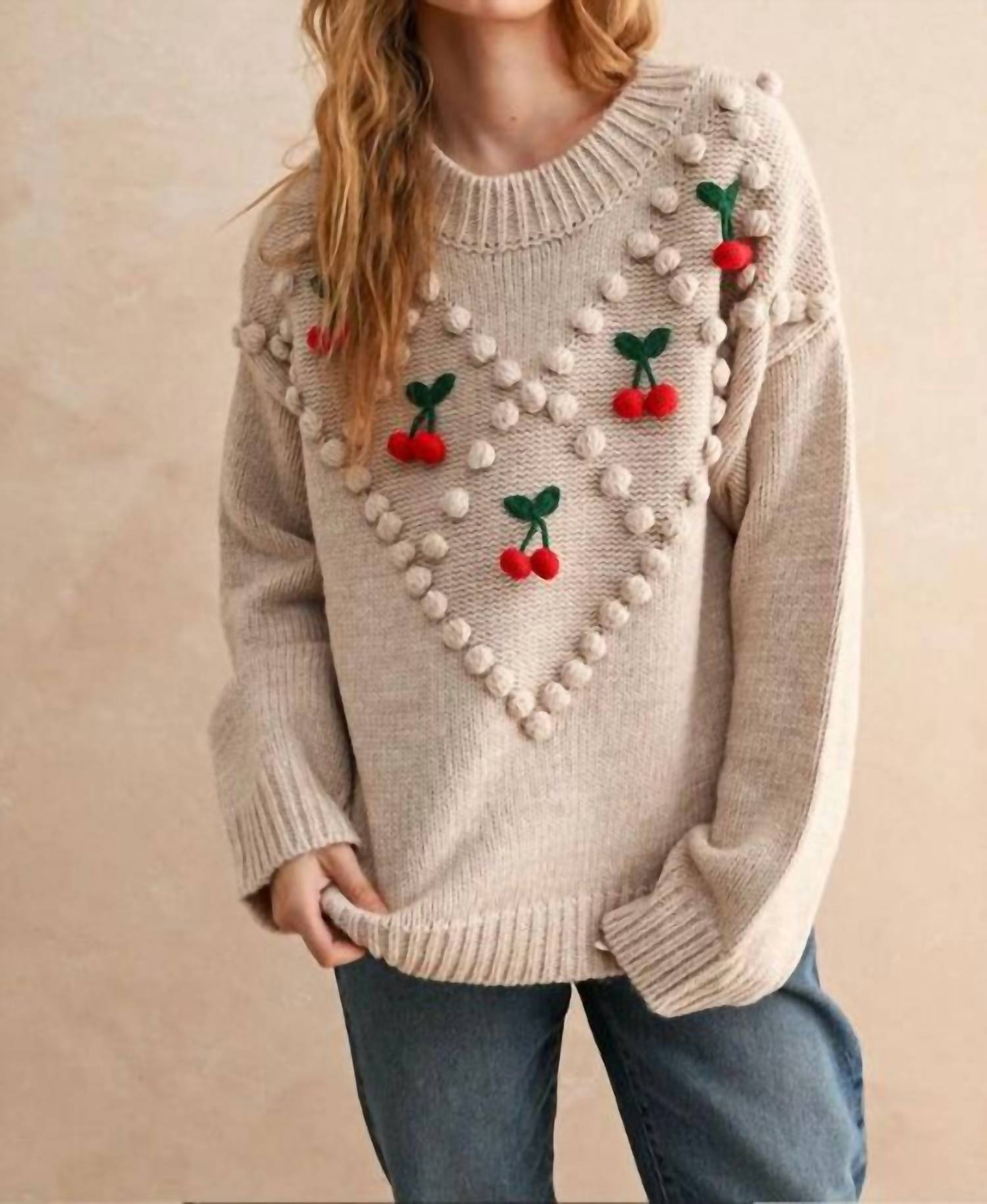 Miou Muse - Cherry Trim Sweater