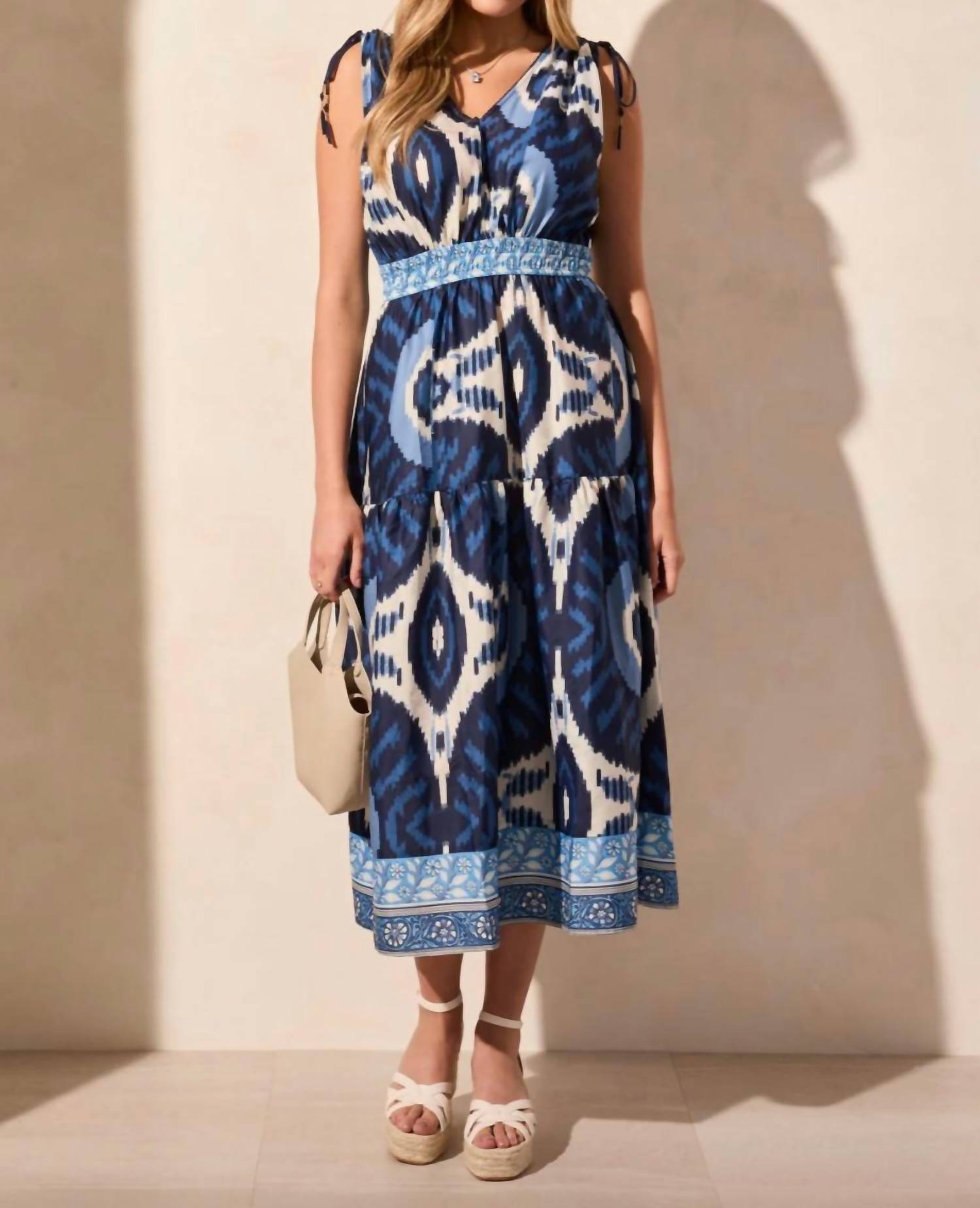 Tribal - Tie Shoulder Midi Dress