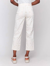 Charlie B - Embroidered Cropped Twill Pants