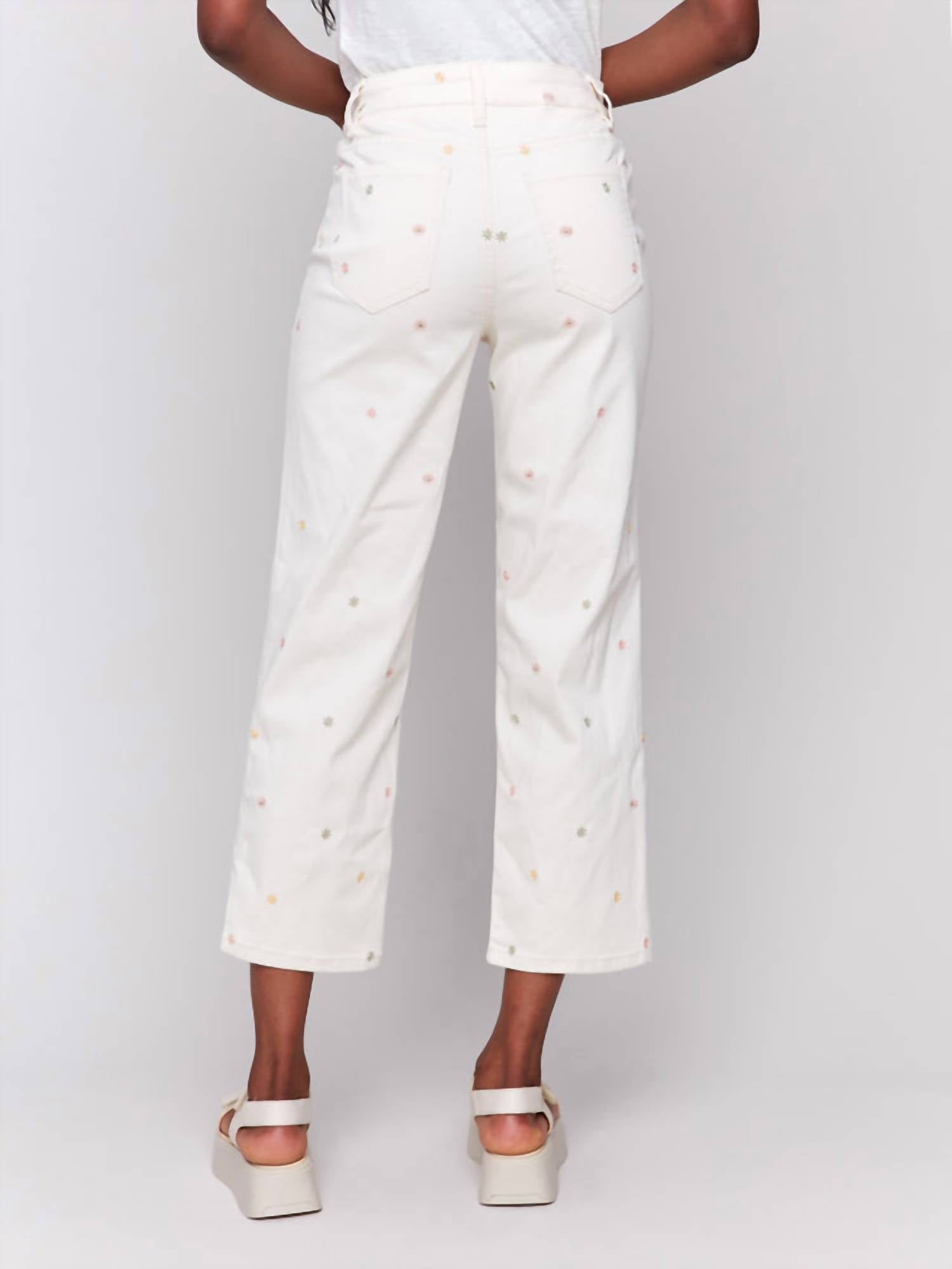 Charlie B - Embroidered Cropped Twill Pants