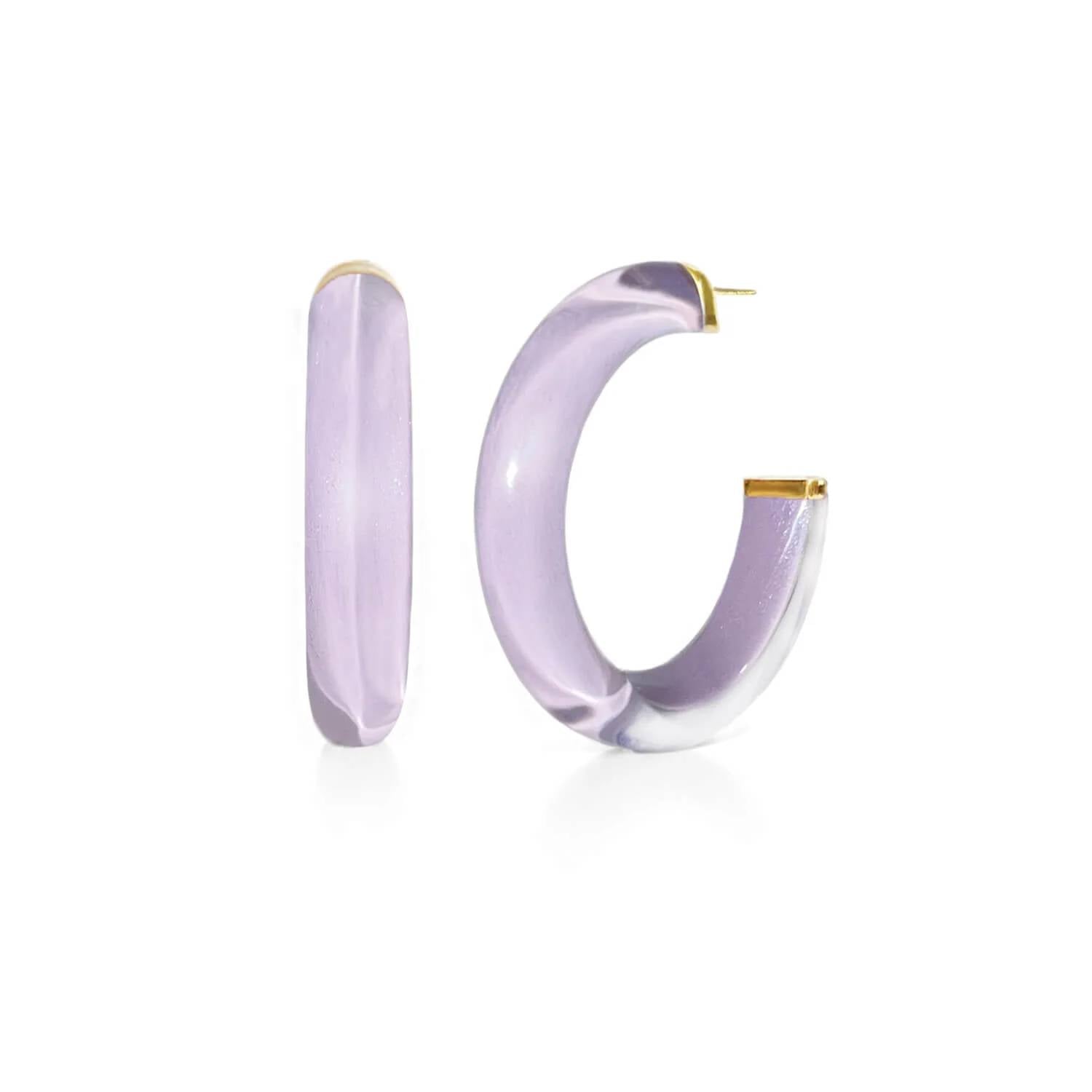Gold & Honey - Women's Medium Illusion Lucite Hoop Earrings