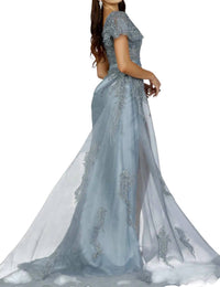 Terani Couture - SATIN MERMAID DRESS WITH RUFFLED ONE SHOULDER SLEEVE