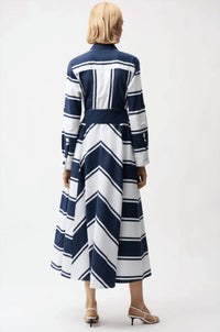 Joseph Ribkoff - Cotton Stripe Fit And Flare Shirt Dress