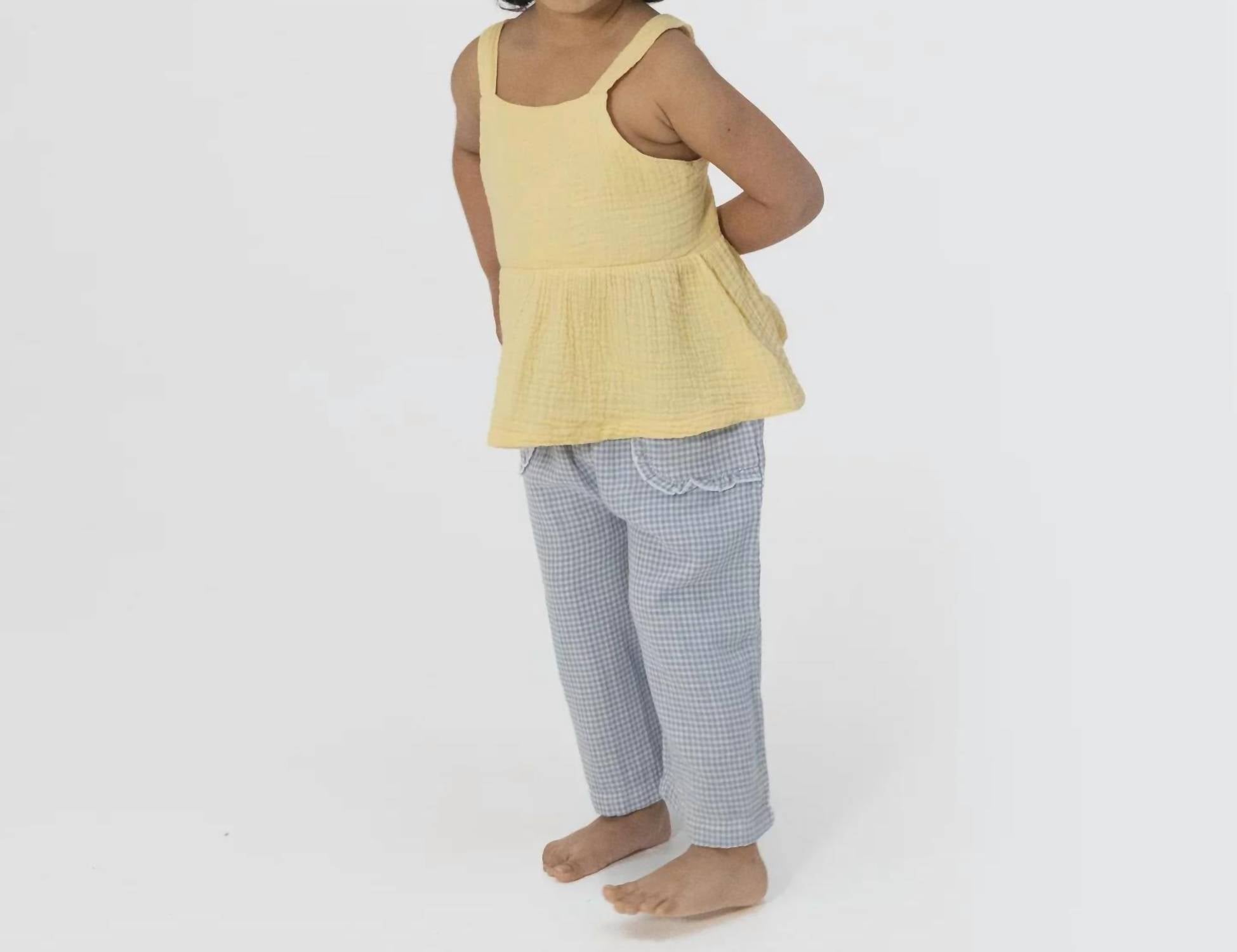 Angel Dear - Micro Gingham Blizzard Peplum Tank And Pants Set