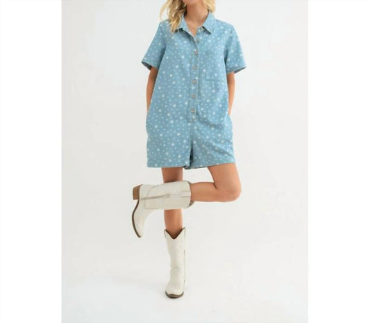 Wishlist - EVELYNN DENIM STAR ROMPER