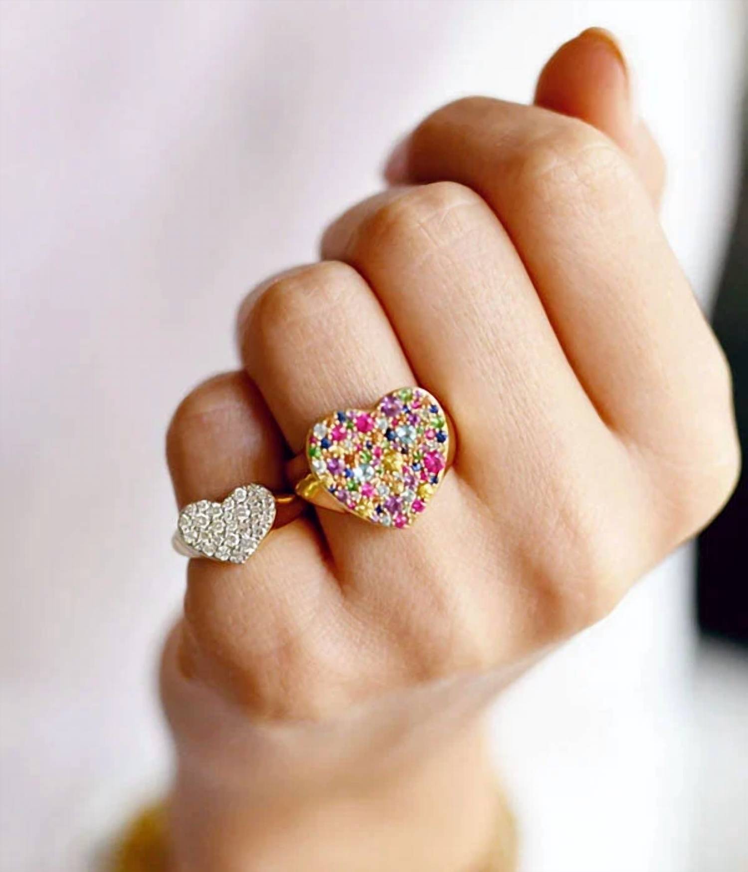 Eriness - Diamond Smushed Heart Pinky Ring 14k