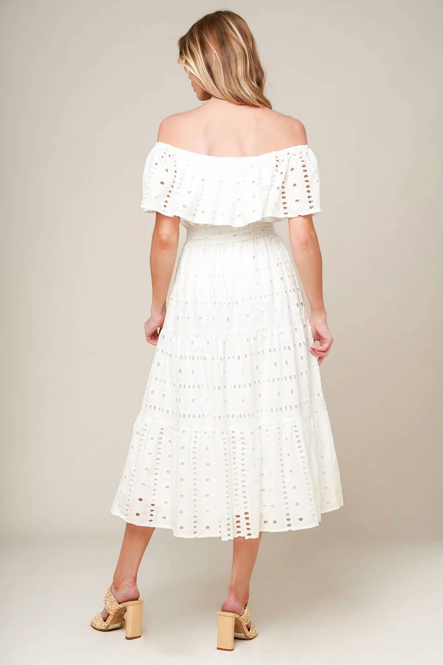 Flying Tomato - Dominica Eyelet Midi Dress